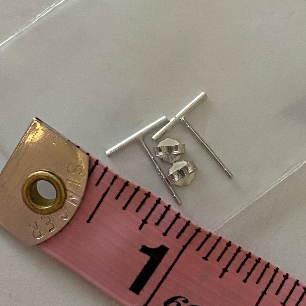 Sterling silver T bar earrings - Picture 3 of 6